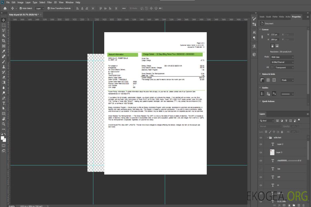 Facture commerciale du service public d'électricité d'Ameren Missouri, page 2, SCR template